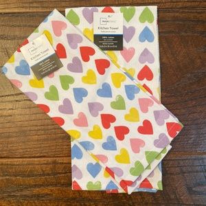 Valentine’s Day Kitchen Towels Set Of 2, Multi-Colored Hearts Kitchen Towels